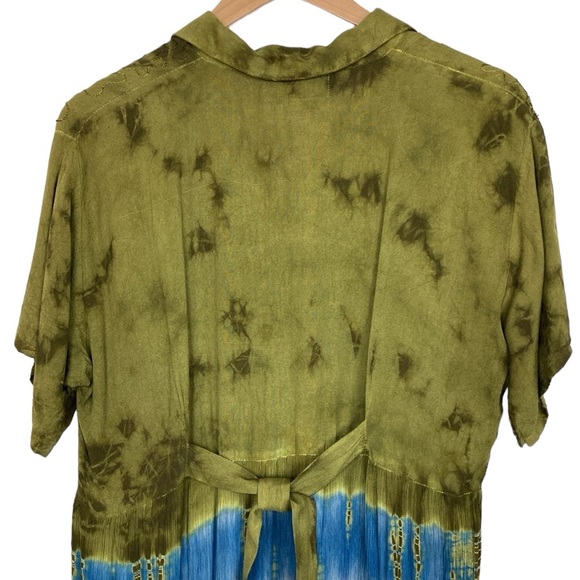 Boutique Olive Moss Green Tie Dye Maxi Dress - Picture 3 of 10